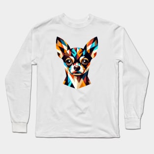 Colorful Geometric Chihuahua: Modern Canine Art Long Sleeve T-Shirt